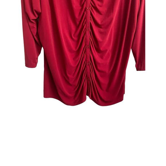 Torrid Women Tunic Top 6X Red Ruched Button Front Long Sleeve Workwear Office - Picture 8 of 11